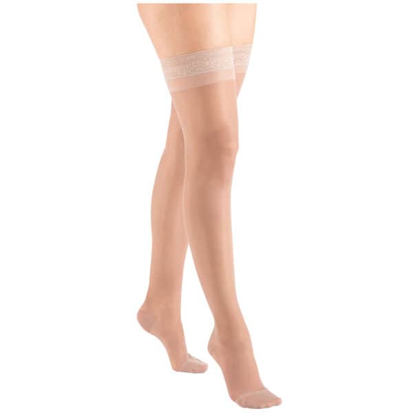 Support Plus Women's Sheer Closed Toe Moderate Compression Thigh High Stockings