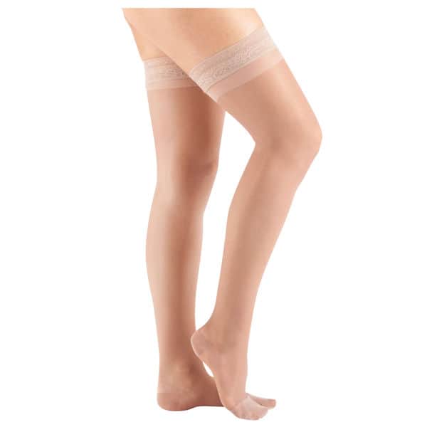 Support Plus Women's Sheer Closed Toe Mild Compression Thigh High Stockings