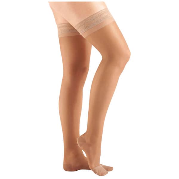 Support Plus Women's Sheer Closed Toe Moderate Compression Thigh High Stockings