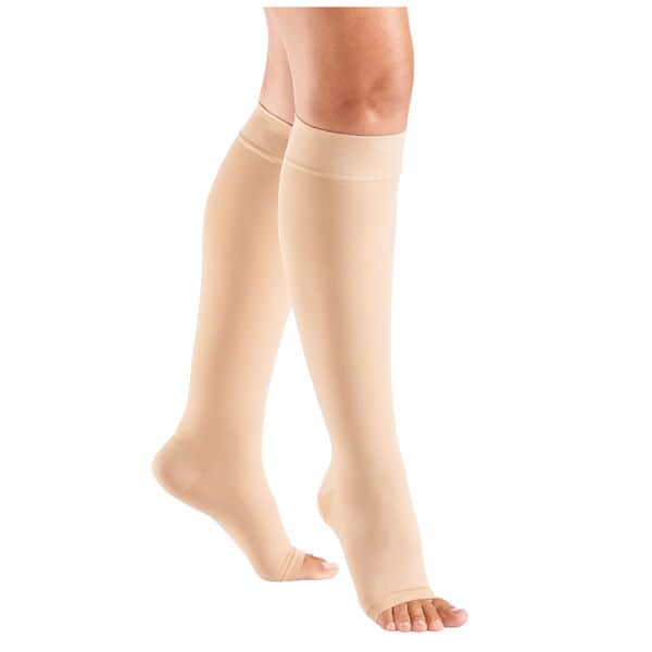 Support Plus Women's Opaque Open Toe Firm Compression Knee High Stockings