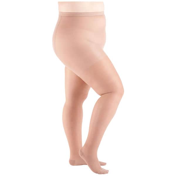 Support Plus Women's Sheer Queen Plus Closed Toe Moderate Compression Pantyhose