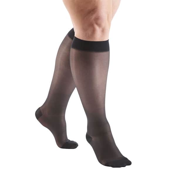 Support Plus Women's Sheer Closed Toe Wide Calf Firm Compression Knee High Stockings