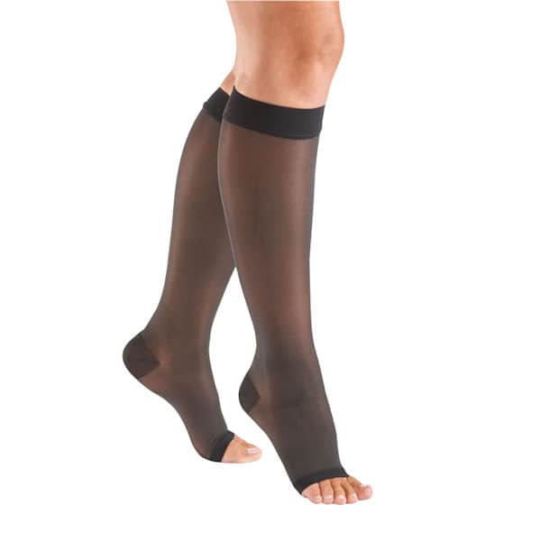 Support Plus Women's Sheer Open Toe Moderate Compression Knee High Stockings
