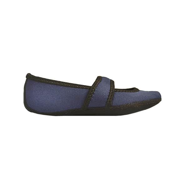 Nufoot Mary Jane Stretch Indoor Non Slip Slippers - Navy