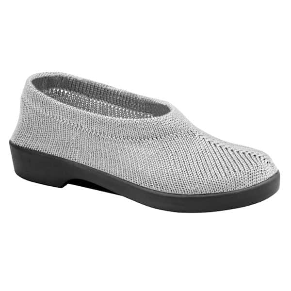 Spring Step Tender Stretch Knit Slip On Shoes - Silver