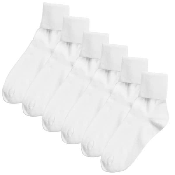 Buster Brown&reg; 100% Cotton Women's Medium Crew Socks - 6 Pack -White
