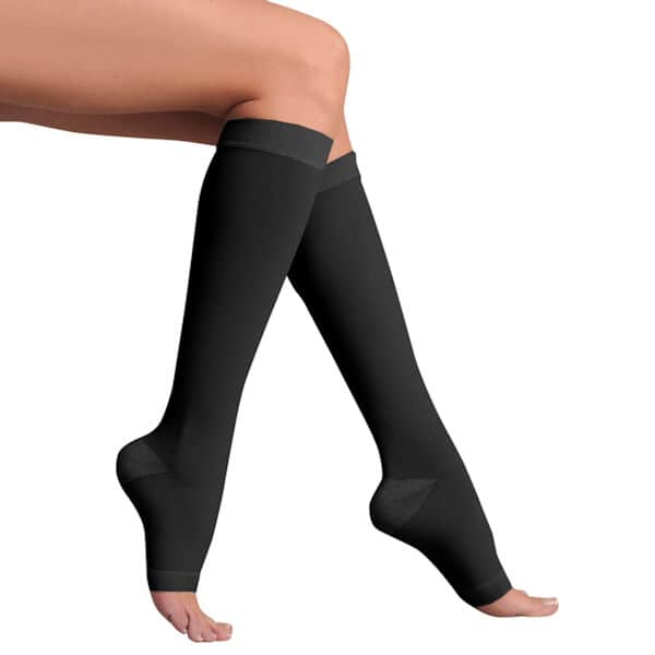Support Plus&reg; Women's Opaque Open Toe Wide Calf Firm Compression Knee High Stockings