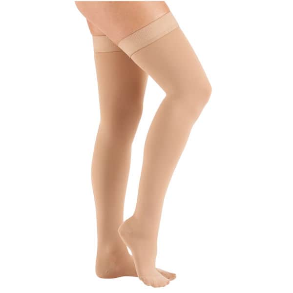 Support Plus&reg; Women's Opaque Closed Toe Firm Compression Thigh High Stockings