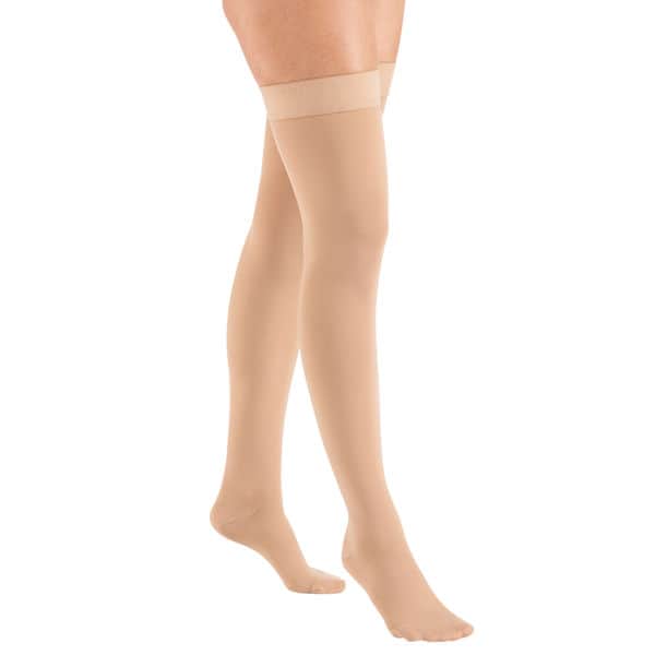 Support Plus&reg; Women's Opaque Closed Toe Firm Compression Thigh High Stockings