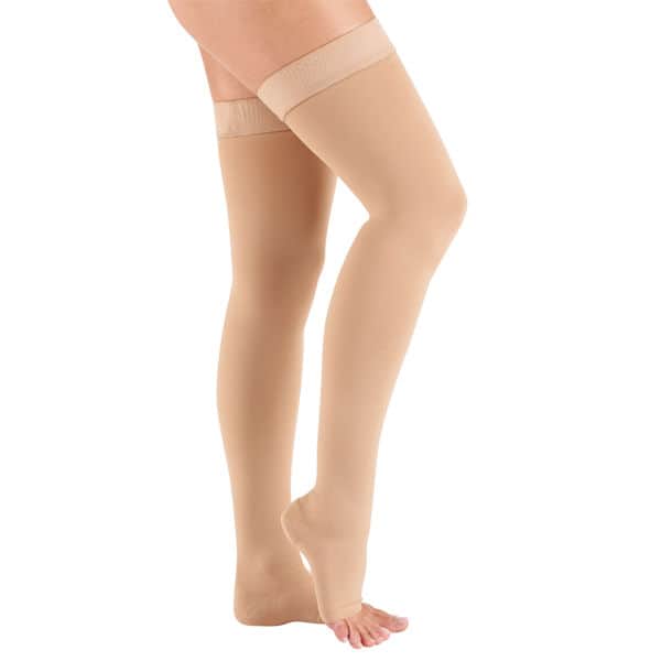 Support Plus&reg; Women's Opaque Open Toe Firm Compression Thigh High Stockings