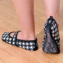 Nufoot Mary Jane Stretch Indoor Non Slip Slippers  - Houndstooth
