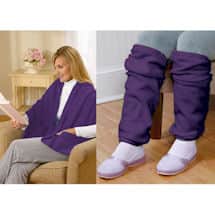 Alternate image Fleece Pocket Shawl and Regular Leg Warmers Purple