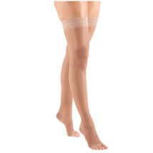 Support Plus Women's Sheer Open Toe Moderate Compression Thigh High Stockings