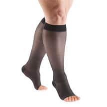 Support Plus Women's Sheer Wide Calf Firm Compression Open Toe Knee High Stockings