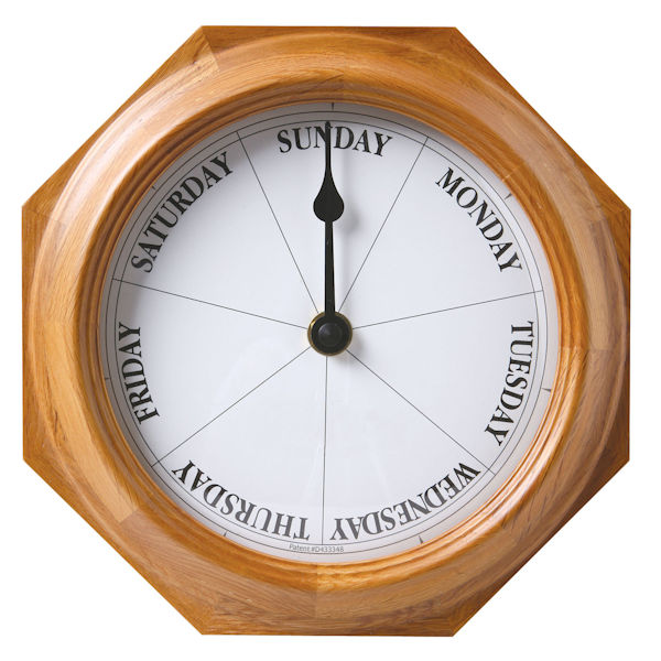 Product image for DayClocks Clock in Mahogany or Oak - Keep Track Of Days Not Time