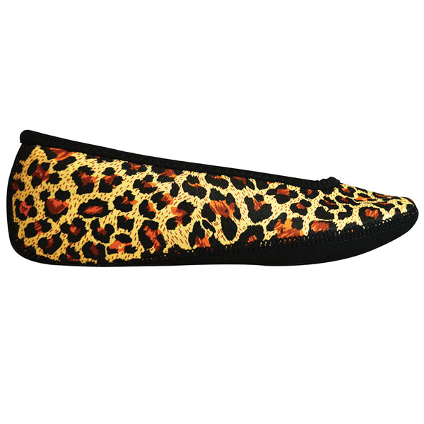 Product image for Nufoot Women's Ballet Flat Non Slip Slippers - Leopard