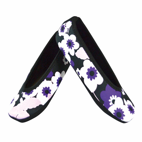 Product image for Nufoot Women's Ballet Flat Non Slip Slippers - Purple Floral