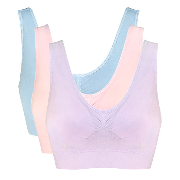 Product image for Genie Bra Pastel 3 Pack  - Lavender, Pink, Blue