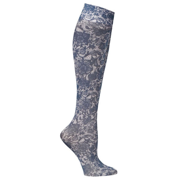 Product image for Celeste Stein Women's Printed Closed Toe Moderate Compression Knee High Stockings - Navy Lace
