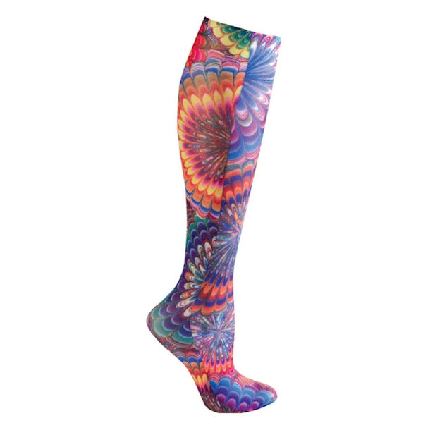 Product image for Celeste Stein Women's Printed Closed Toe Mild Compression Knee High Stockings - Wide Calf - Tie Dye
