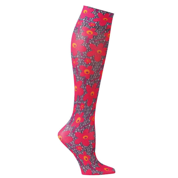 Product image for Celeste Stein Women's Printed Closed Toe Wide Calf Moderate Compression Knee High Stockings