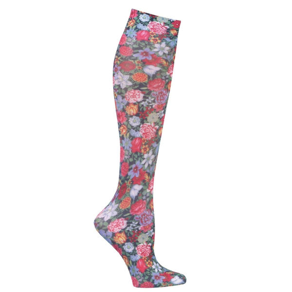 Product image for Celeste Stein Women's Printed Closed Toe Moderate Compression Knee High Stockings - Flowers by Night