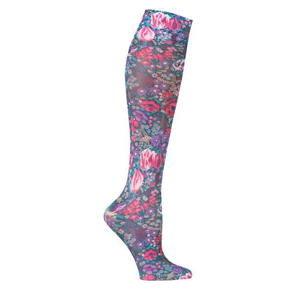 Product image for Celeste Stein Women's Printed Closed Toe Wide Calf Mild Compression Knee High Stockings