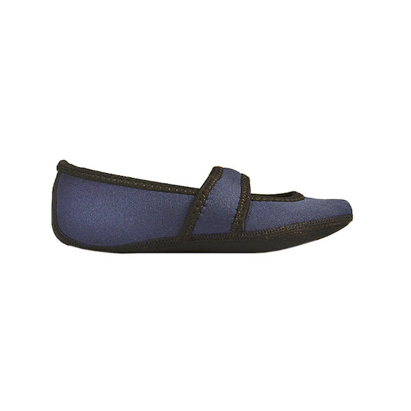 Product image for Nufoot Mary Jane Indoor Slippers Stretch with Non Slip Soles - Navy