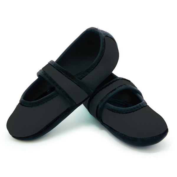 Product image for Nufoot Mary Jane Indoor Slippers Stretch with Non Slip Soles - Black