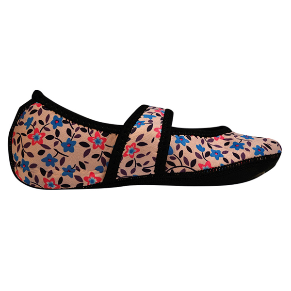 Nufoot Mary Jane Stretch Indoor Non Slip Slippers - Poppies