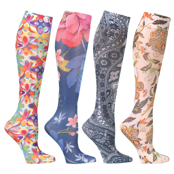 Monochrome Valentine Pattern Heart And Line Compression Socks For Women 3D Print Knee High Boot