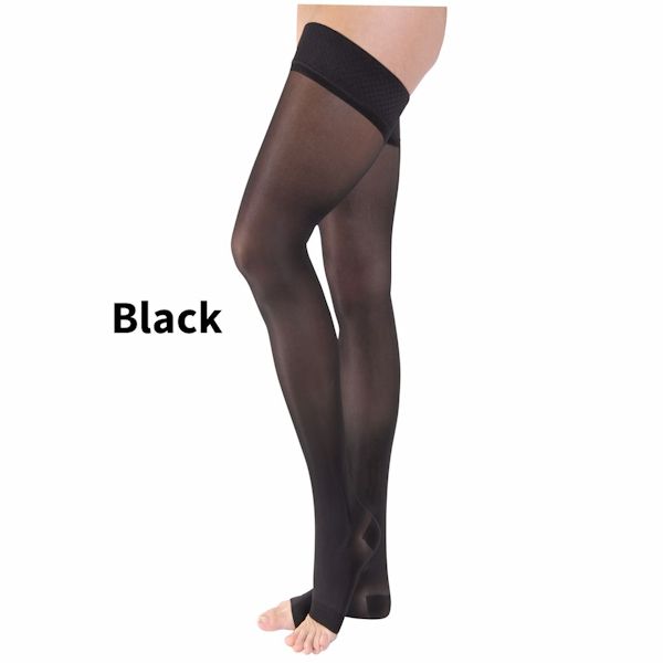 Jobst Women's Ultrasheer Open Toe Firm Compression Thigh High Stockings