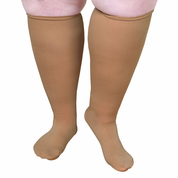 Sheer Closed Toe Extra Wide Calf Moderate Compression Knee High Socks