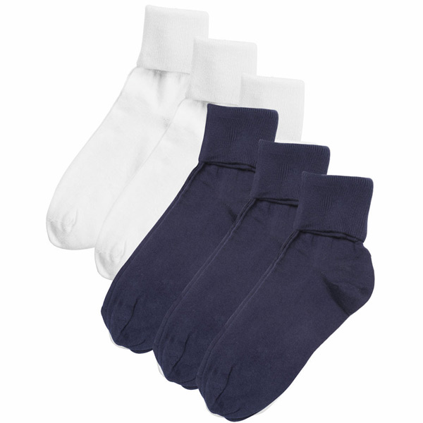 Buster Brown&reg; 100% Cotton Women's Large Crew Socks - 6 Pack (3 White 3 Navy)