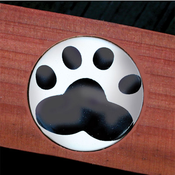 Wood Pet Gate with Paw Print Accent