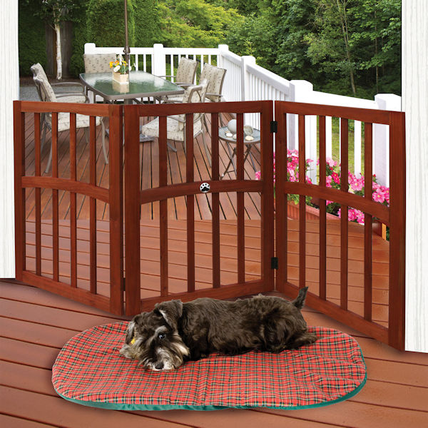 Wood Pet Gate with Paw Print Accent
