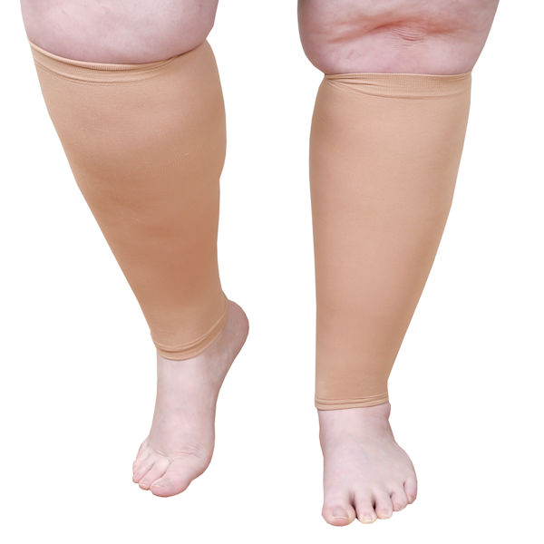 Product image for Opaque Open Toe Petite Height Extra Wide Calf Moderate Compression Knee High Calf Sleeve