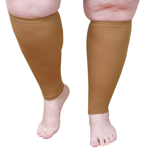 Product image for Opaque Open Toe Extra Wide Calf Moderate Compression Knee High Calf Sleeve - 1 Pair