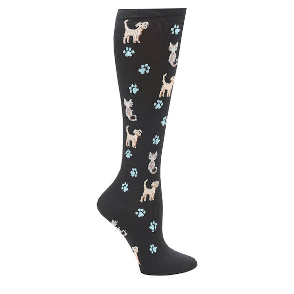 Women's Closed Toe Wide Calf Mild Compression Knee High Fun Knit Socks