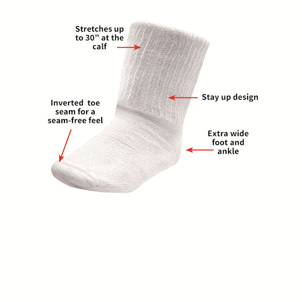 Product image for Beyond Extra Wide Unisex Wide Calf Bariatric Crew Socks - 1 Pair