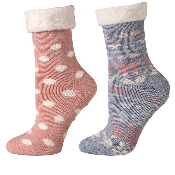 Cabin and Lounge Socks, Set of 2 - Pink