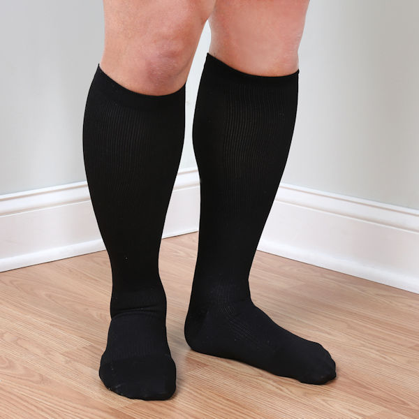 Support Plus&reg; Men's Opaque Moderate Compression Knee High Socks