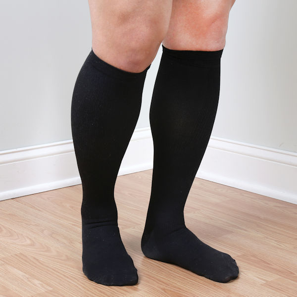 Support Plus&reg; Men's Opaque Wide Calf Moderate Compression Knee High Socks