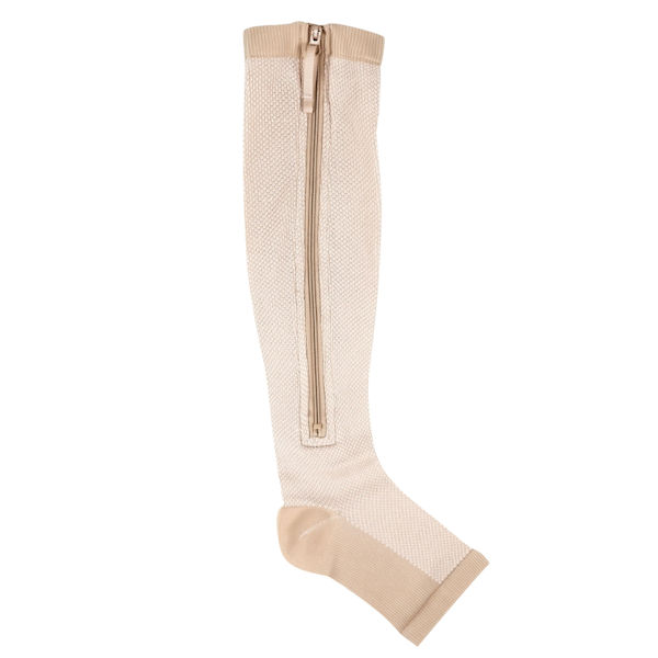 Kooltek&reg; Opaque Open Toe Moderate Compression Knee High Compression With Zipper