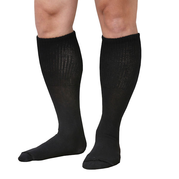 Product image for Men's Extra Wide Calf Diabetic Knee High Socks - 3 Pairs