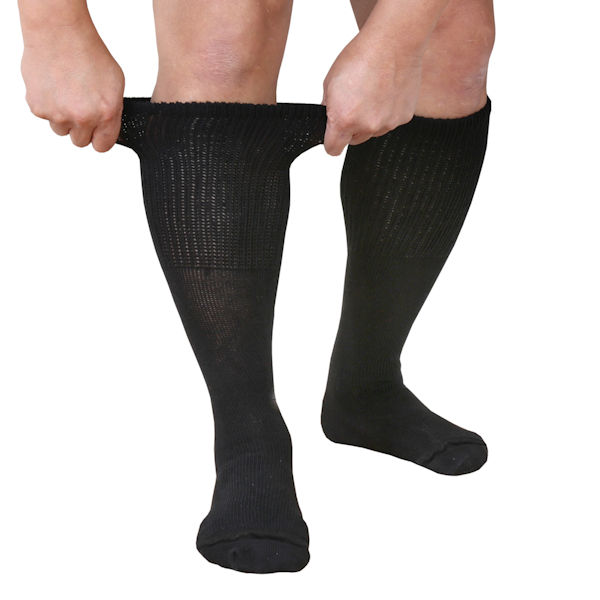 Product image for Men's Extra Wide Calf Diabetic Knee High Socks - 3 Pairs