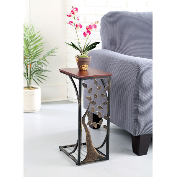 Sofa Side End Table with Metal Tree Design