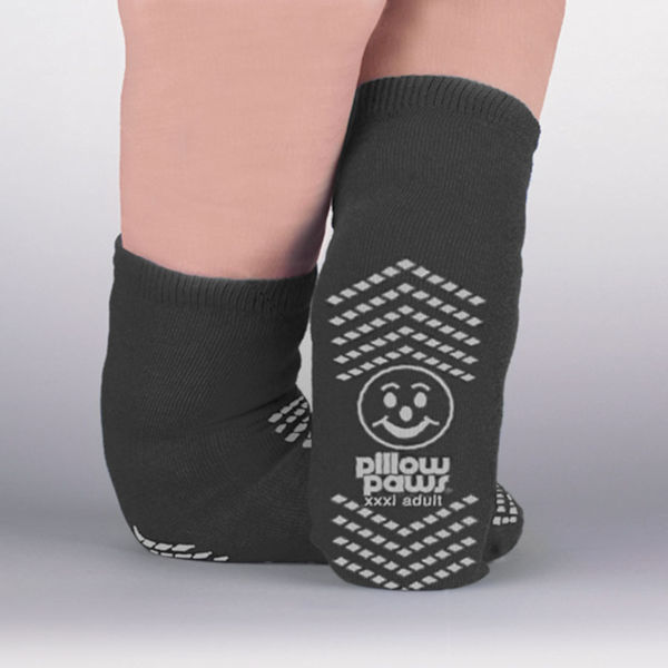 Product image for Unisex Non-Skid Sole Wide Calf Bariatric Slipper Socks - Black & Gray