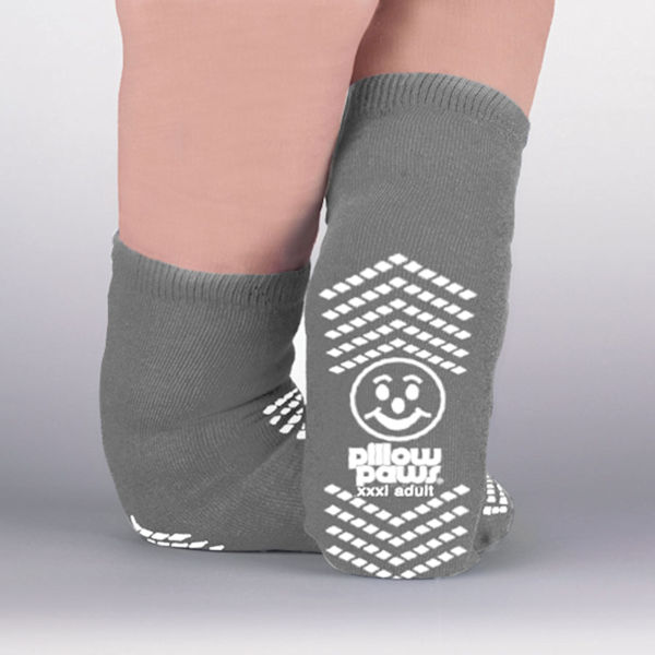 Product image for Unisex Non-Skid Sole Wide Calf Bariatric Slipper Socks - Black & Gray