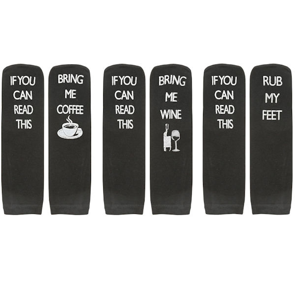 Unisex Bariatric Message Socks - Set of 3 - Black